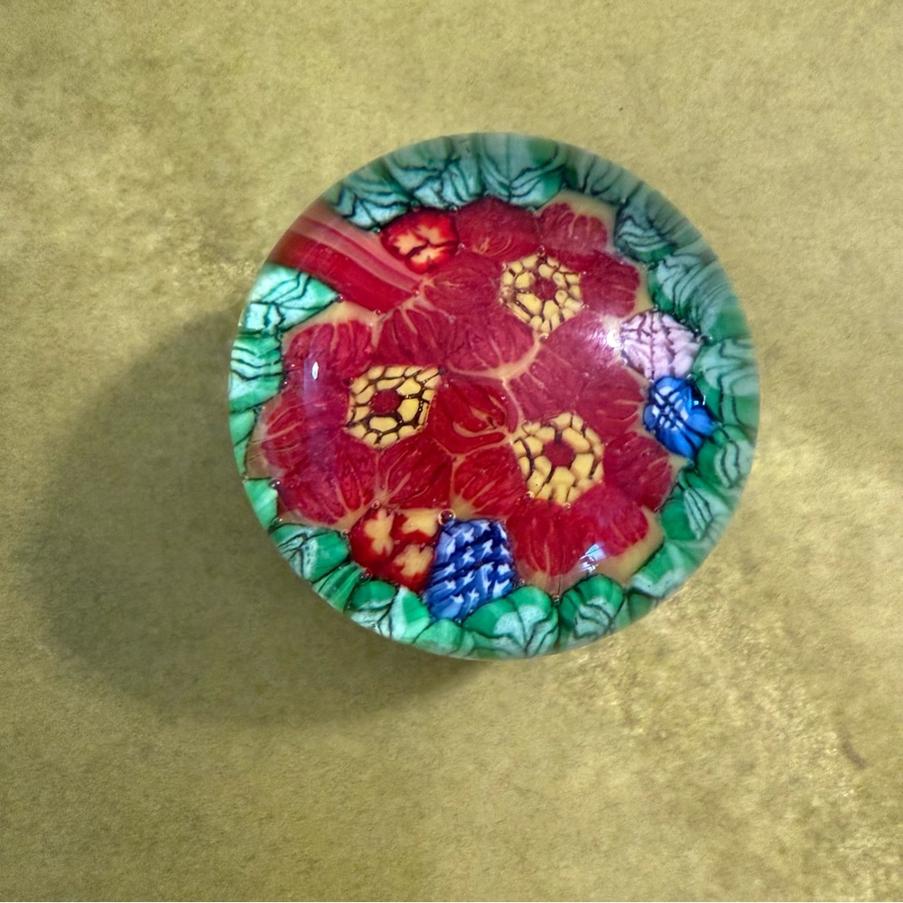 Vibrant Floral Glass Paperweight